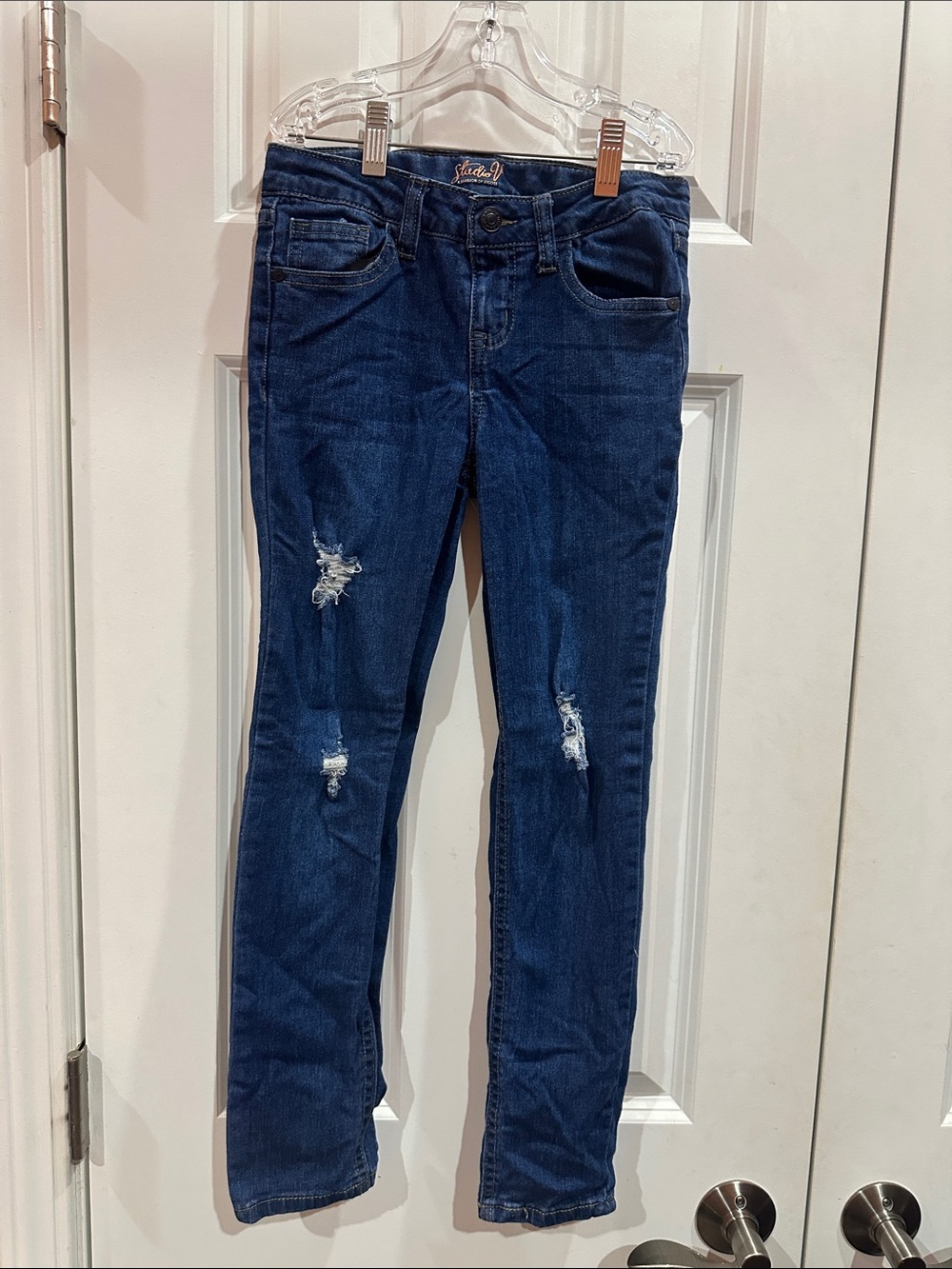 NWOT Kids Studio Dark Blue Distressed Skinny Jeans size 10